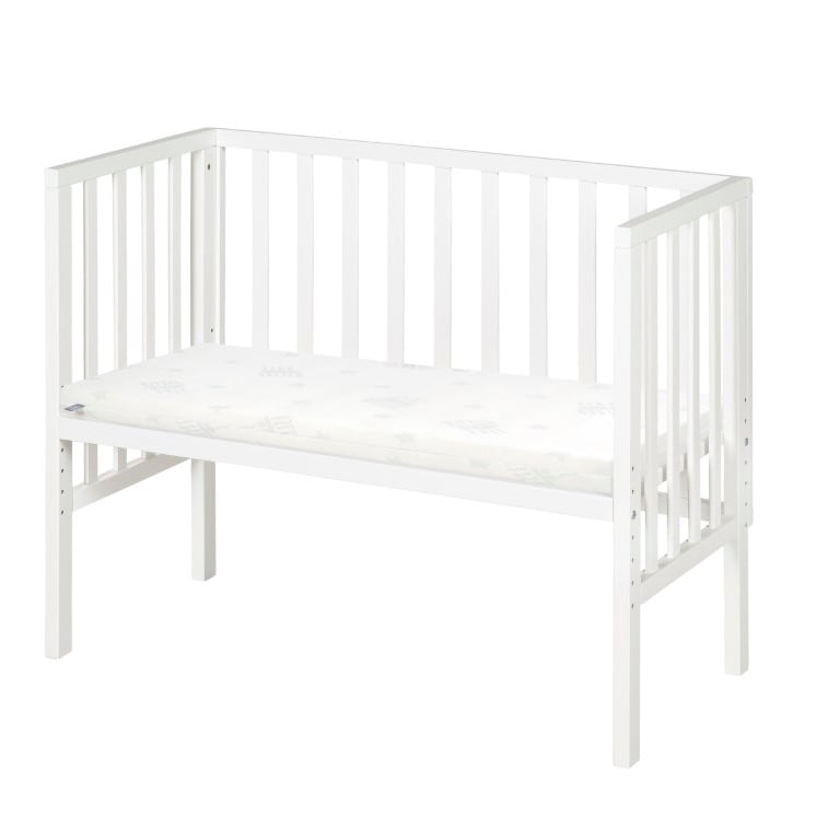 Beistellbett 2in1 'safe asleep&reg;' mit Barriere & Matratze - f&uuml;r alle Elternbetth&ouml;hen - Holz wei&szlig; 