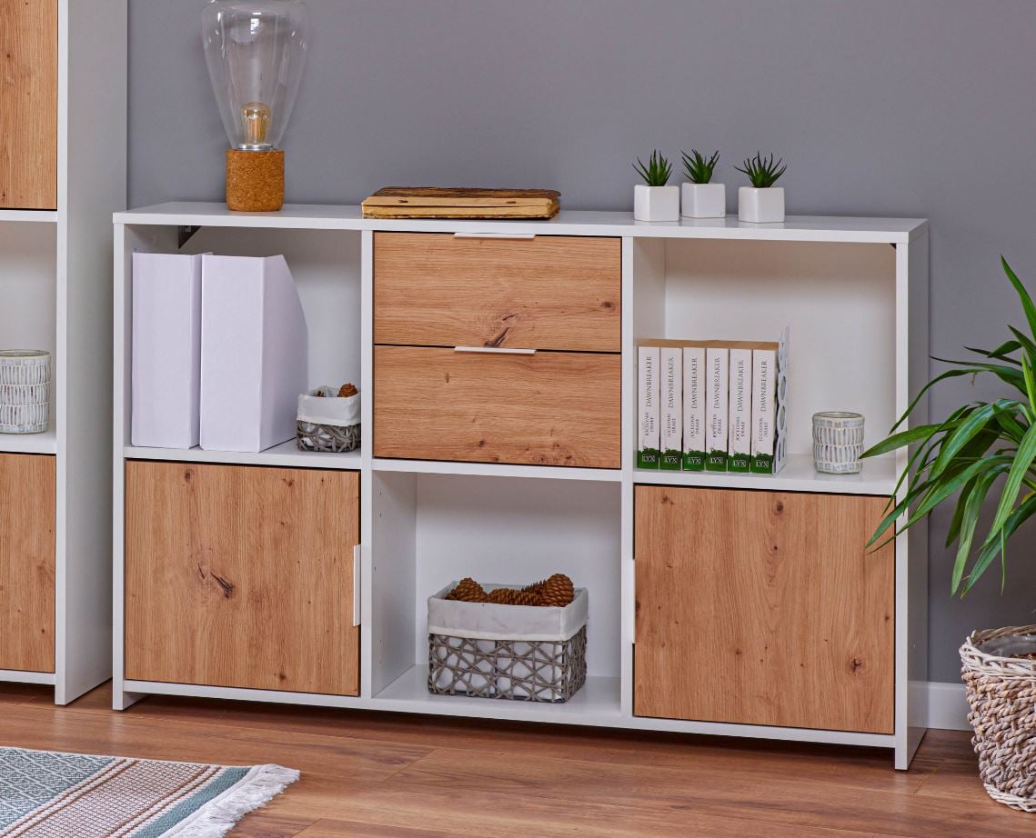 Inter Link Sideboard Pepeto - Weiss und Eiche Artisan Nachbildung - versch. Farben 