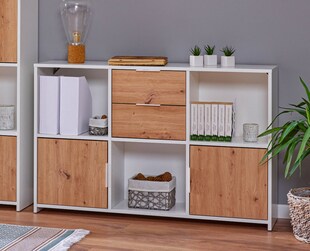 Inter Link Sideboard Pepeto - Weiss und Eiche Artisan Nachbildung - versch. Farben 