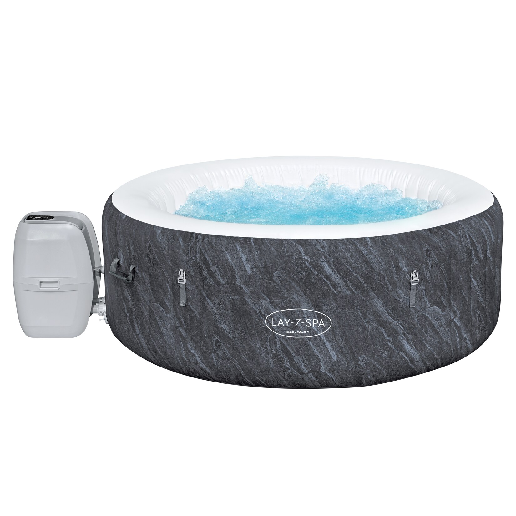 ® LAY-Z-SPA® Whirlpool Boracay AirJet™ mit App-Steuerung für 4 Personen Ø 180  66 cm, schwarze Onyx-Optik