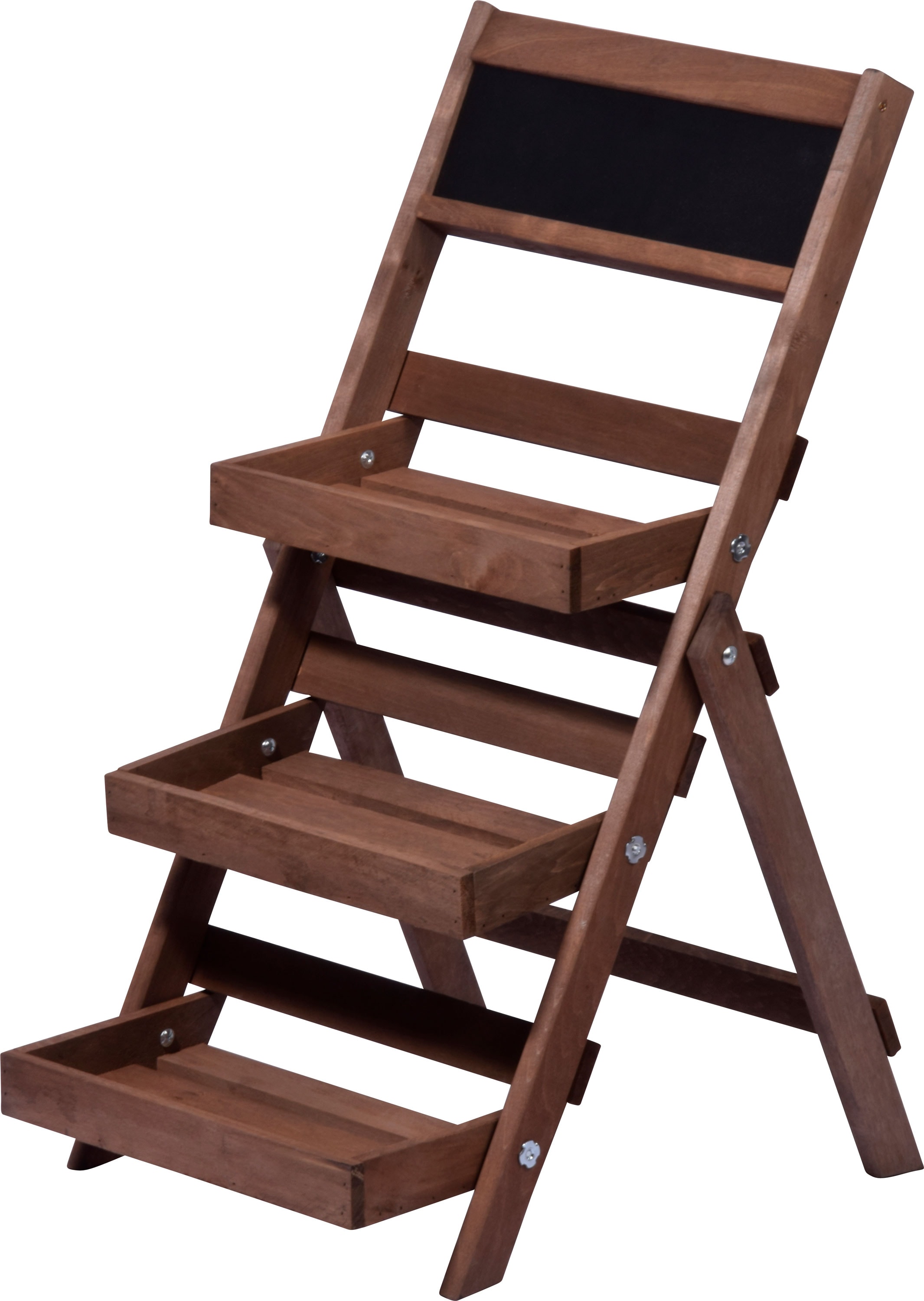 dobar Dreistufige Pflanztreppe mit Kreidetafel dunkelbraun 