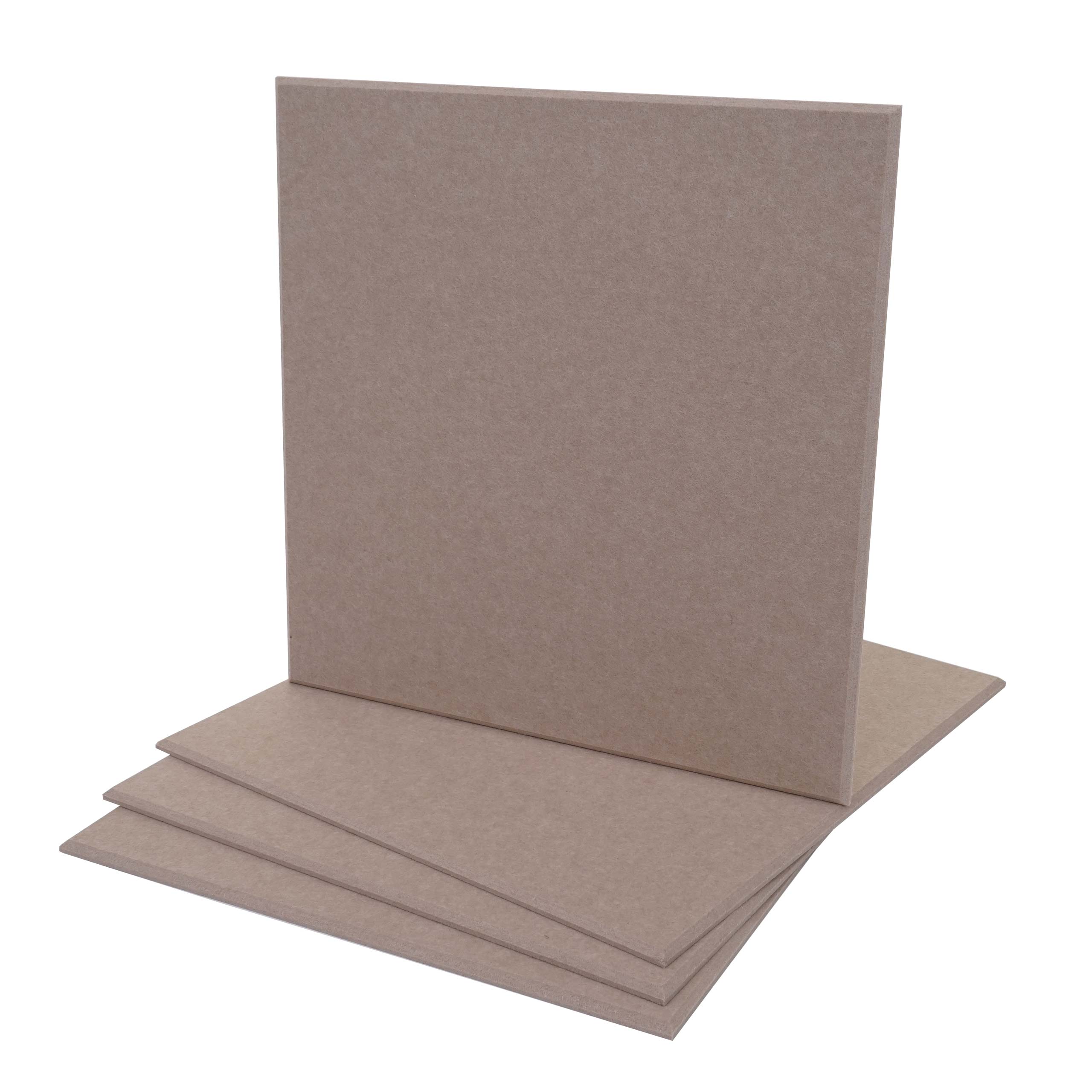 4er-Set Akustikwandpaneel MCW-L52, Wandpaneele Akustikplatten, schalld&auml;mmend 1qm Fl&auml;che 50x50cm ~ hellbraun 