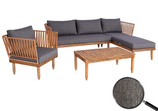 Garten-Garnitur MCW-L29, Garnitur Sitzgruppe Lounge-Set Sofa, Akazie Holz MVG-zertifiziert ~ dunkelgrau 