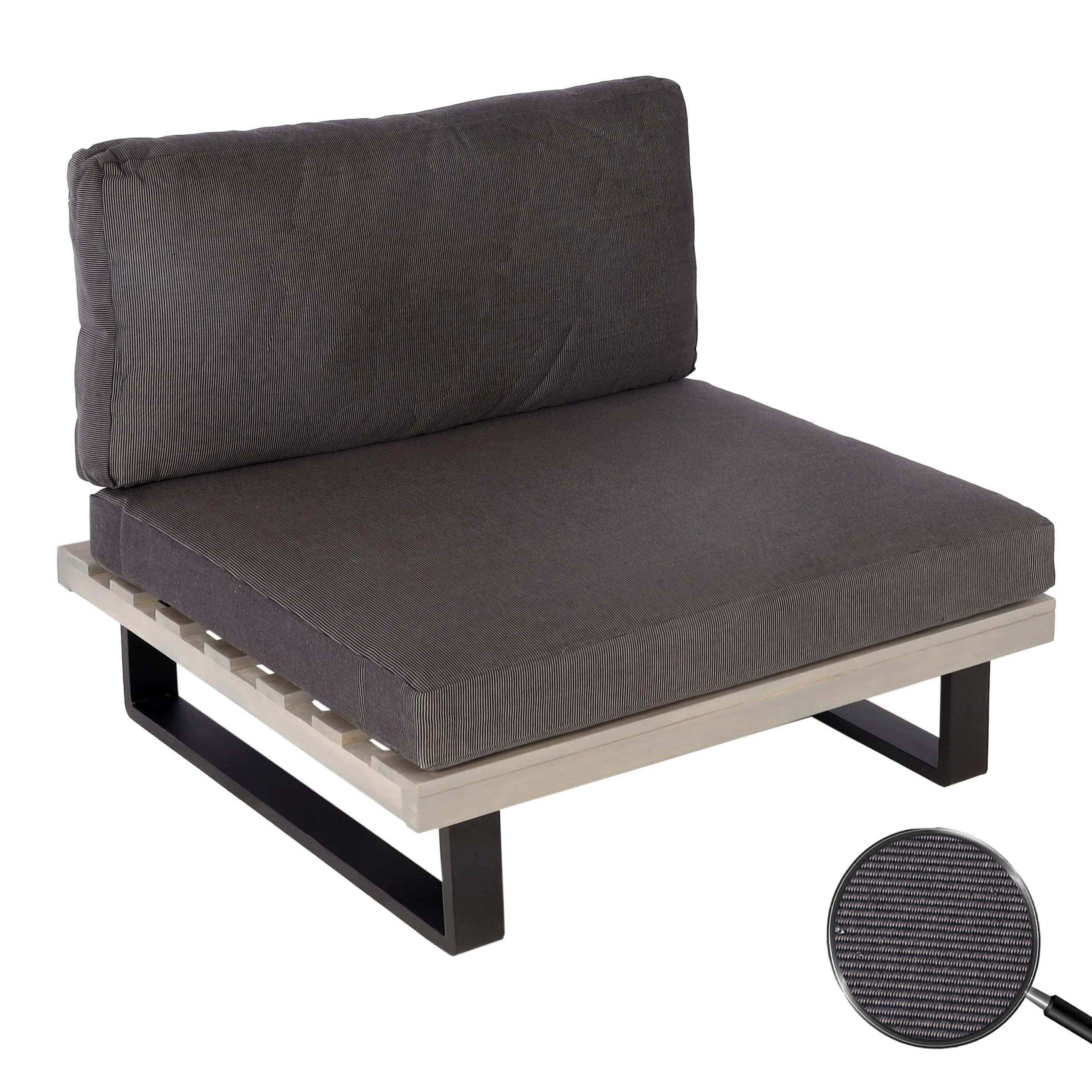 Lounge-Sessel MCW-H54, Garten-Sessel, Spun Poly Akazie Holz MVG-zertifiziert Aluminium ~ grau, Polster dunkelgrau 