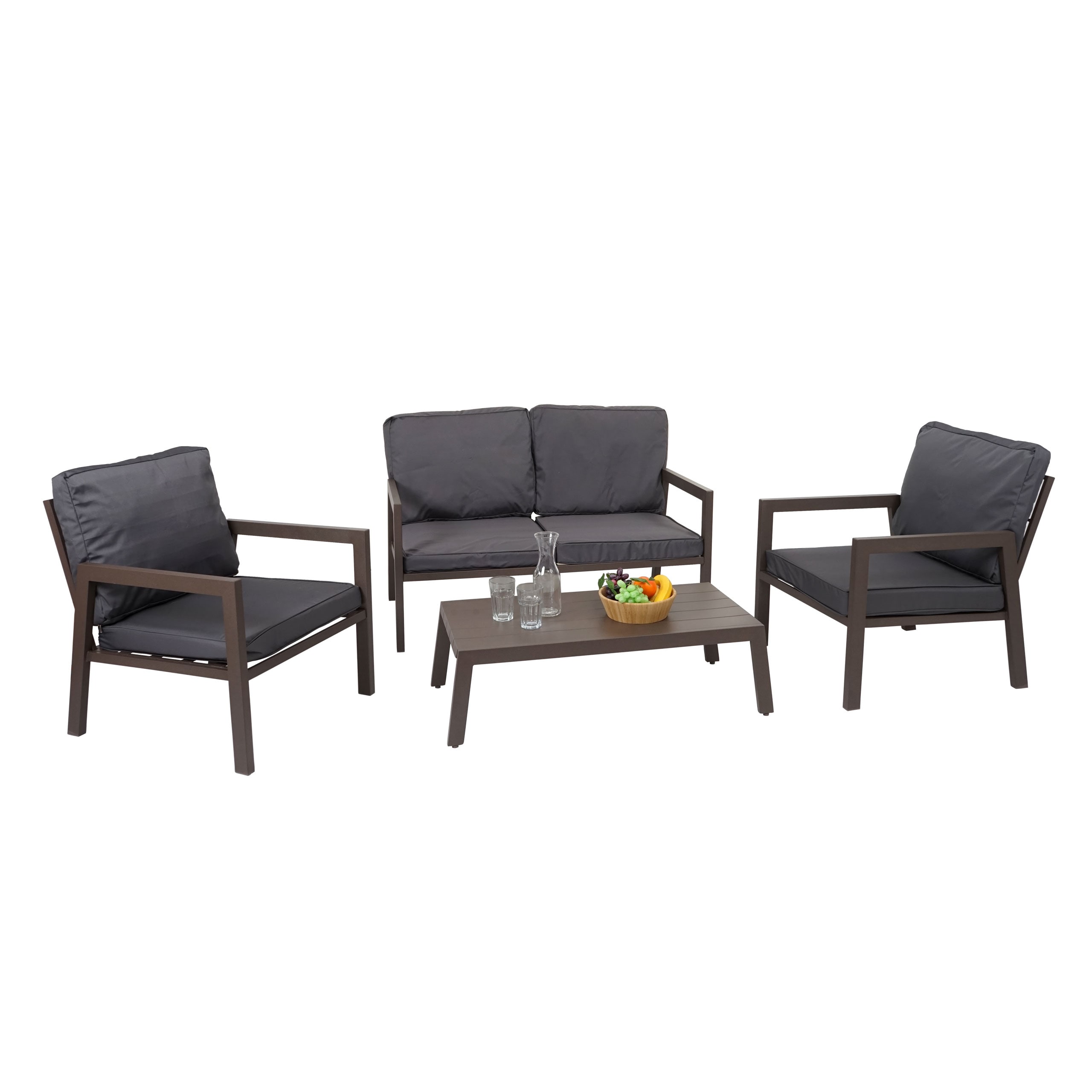Garnitur MCW-L64, Gartenlounge Gartengarnitur Lounge-Set Sitzgruppe Sofa, Metall ~ Polster grau 