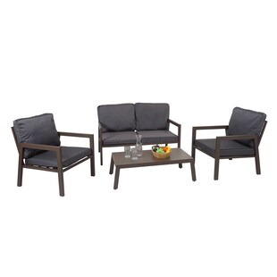 Garnitur MCW-L64, Gartenlounge Gartengarnitur Lounge-Set Sitzgruppe Sofa, Metall ~ Polster grau 