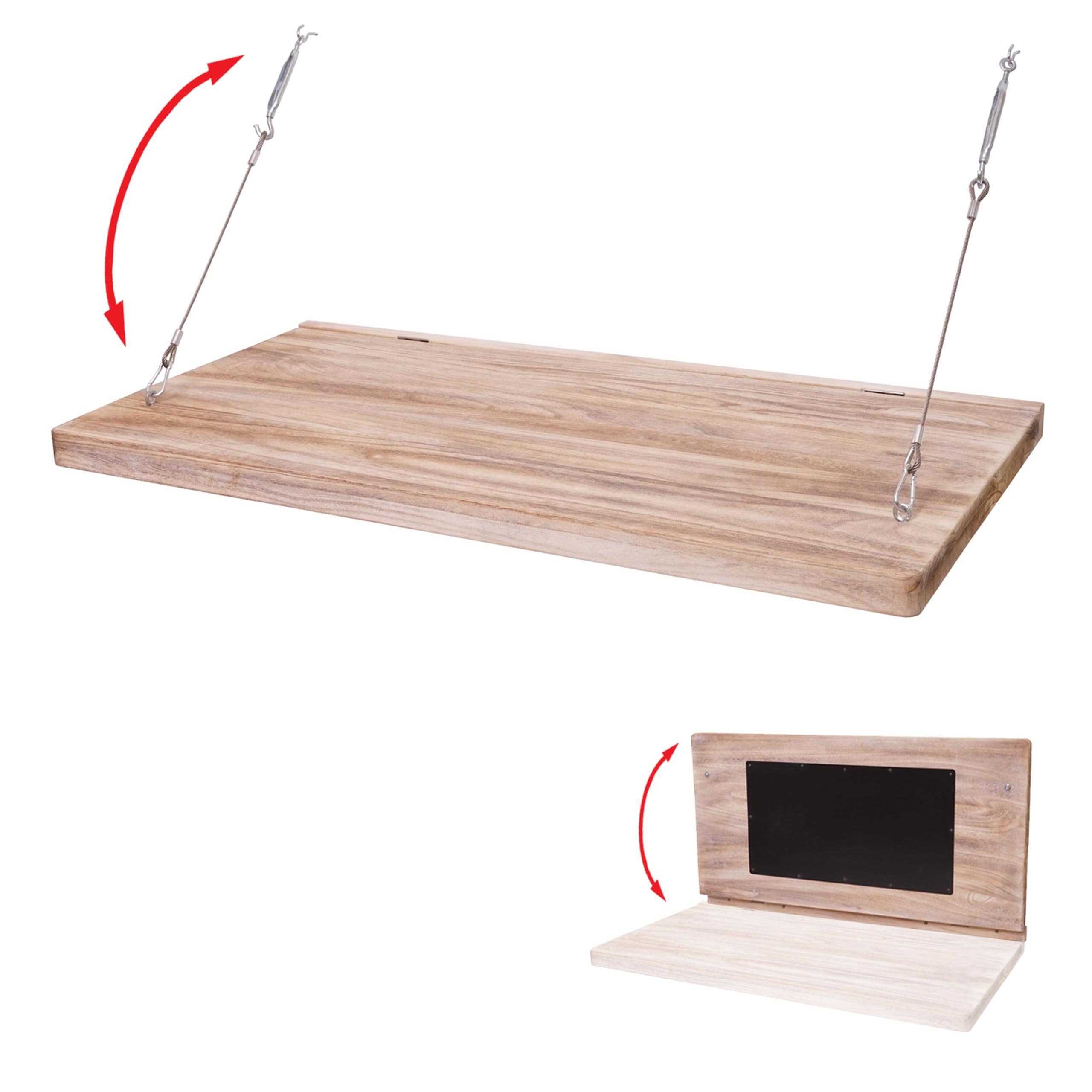 Wandtisch MCW-H48, Wandklapptisch Wandregal Tisch mit Tafel, klappbar Massiv-Holz ~ 120x60cm 