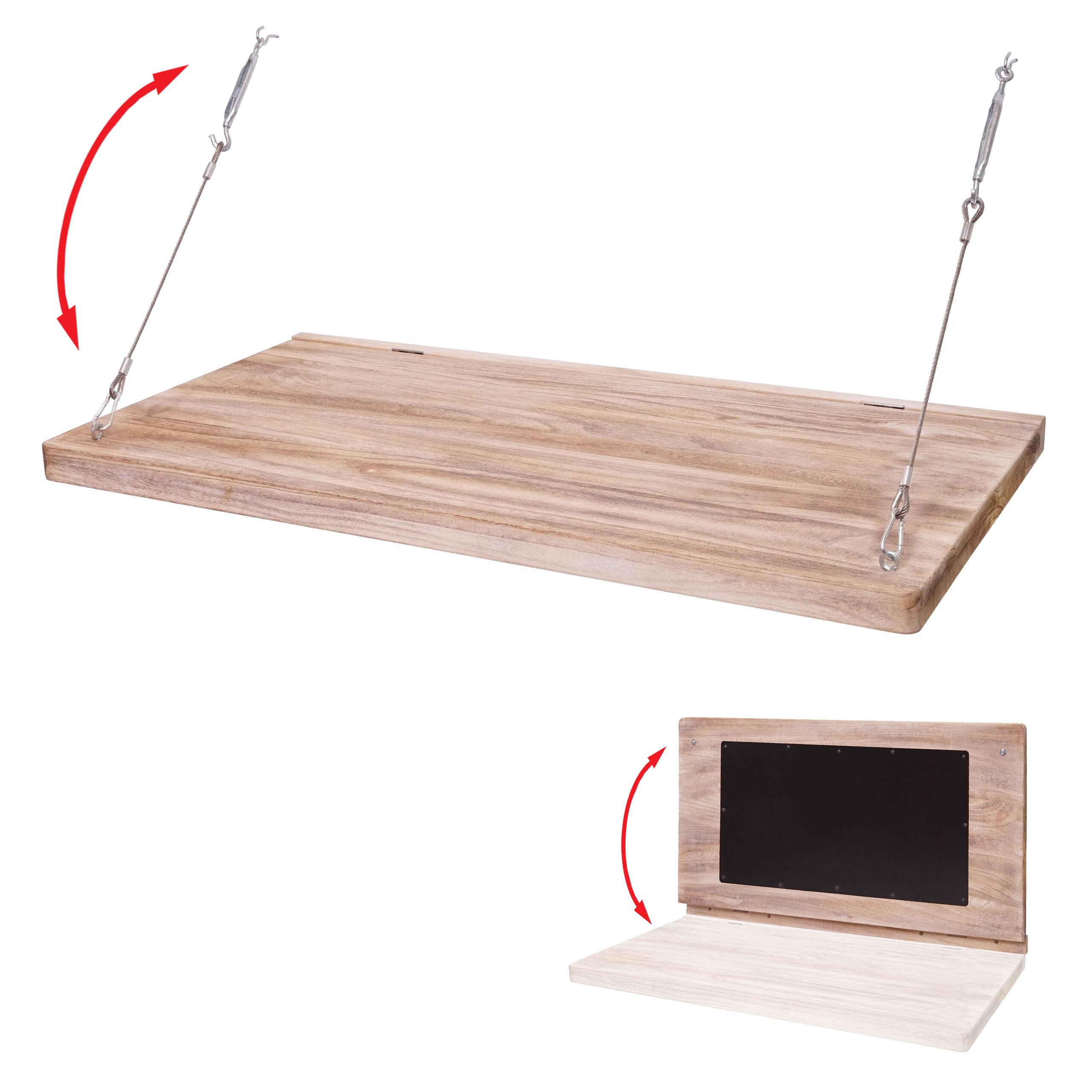 Wandtisch MCW-H48, Wandklapptisch Wandregal Tisch mit Tafel, klappbar Massiv-Holz ~ 100x50cm 