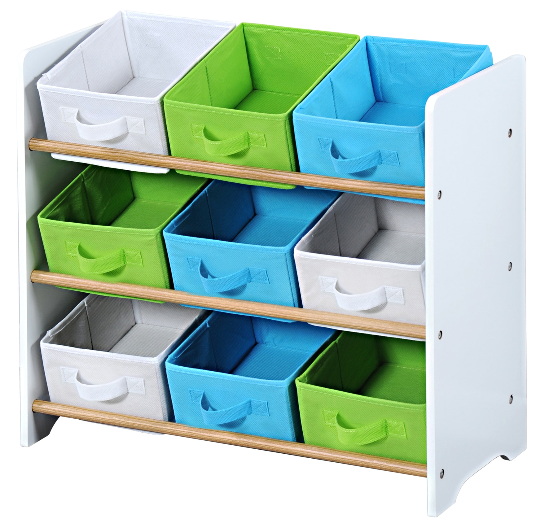 Kinder- Aufbewahrungsregal,FSC, Farbe: wei&szlig; -gr&uuml;n-blau 