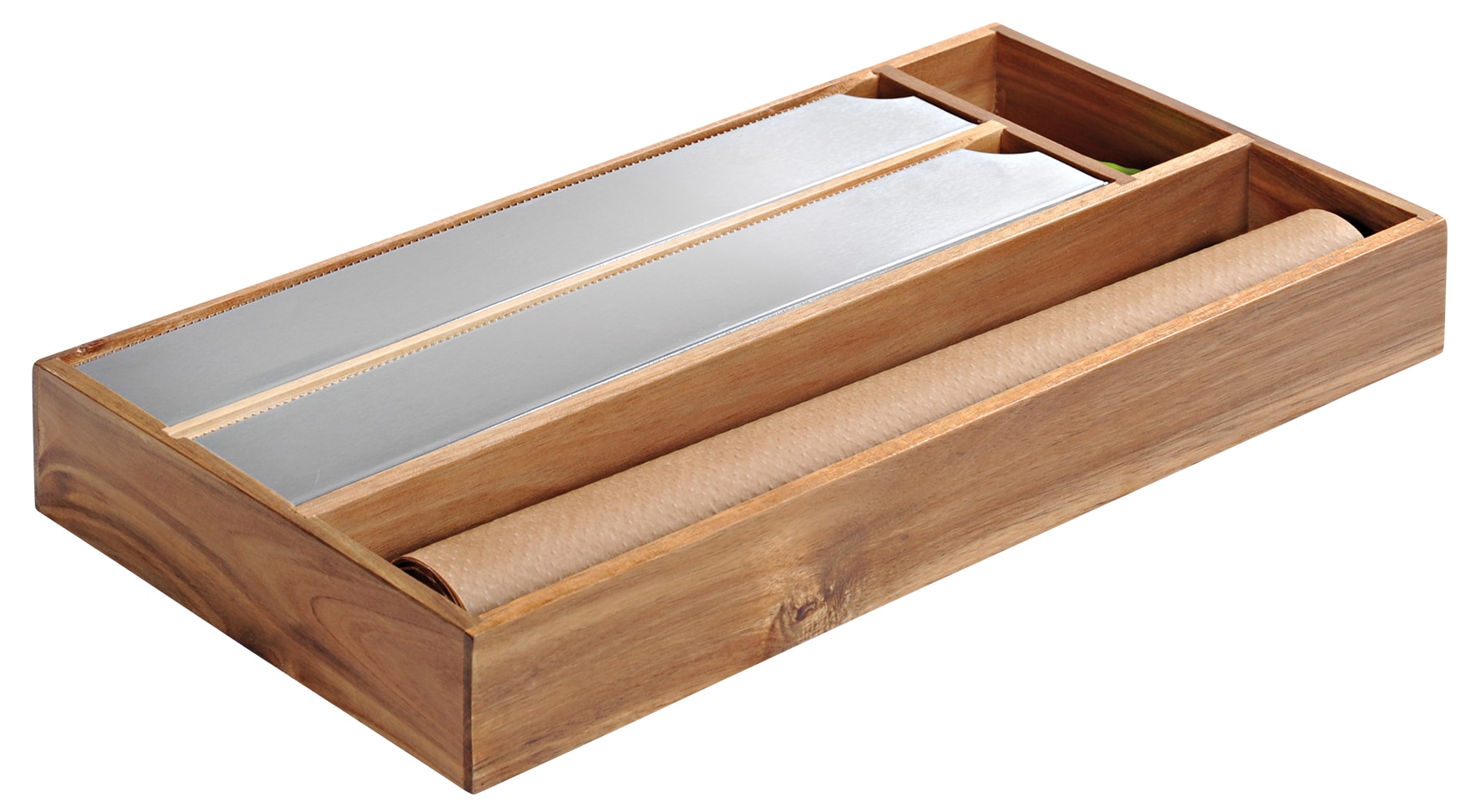 Folienspender, 4 F&auml;cher, Akazie, FSC 