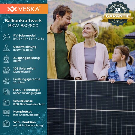 Balkonkraftwerk 1660W / 600W Solaranlage mit Halterung Steckerfertig WIFI  Komplettset Photovoltaik Anlage 600W/800W bei Marktkauf online bestellen
