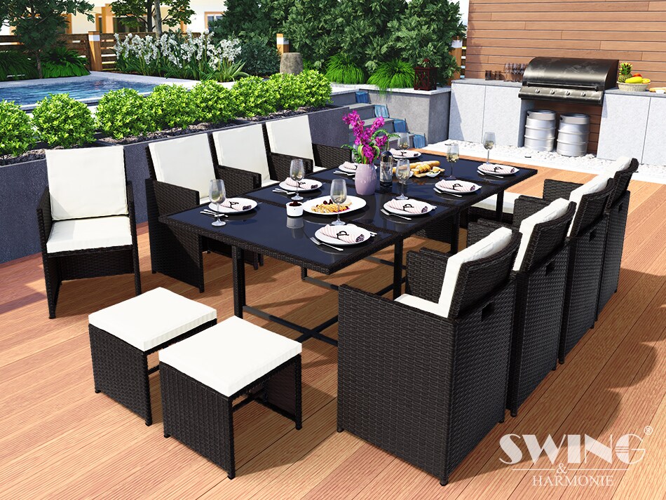 Swing&Harmonie Vegas Polyrattan Sitzgruppe Esstisch Lounge Gartenm&ouml;bel Essgruppe Sitzgarnitur Set - versch. Ausf&uuml;hrungen 
