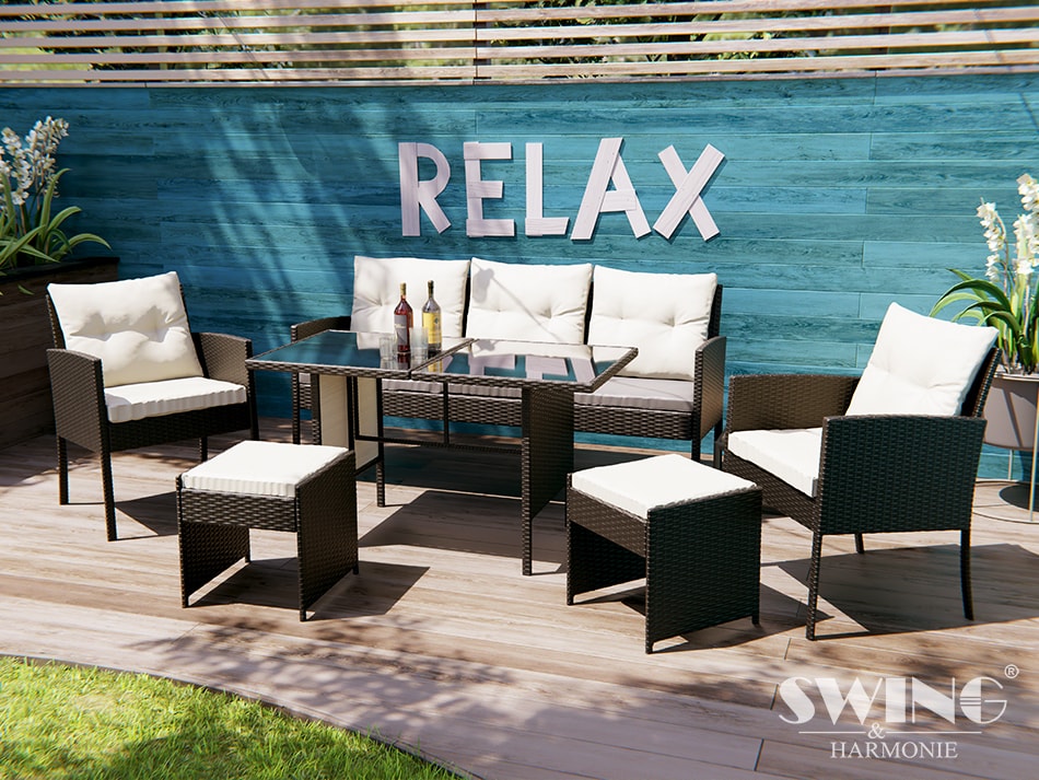 Swing&Harmonie Sydney Polyrattan Sitzgruppe Esstisch Lounge Sitzgarnitur Essgruppe Gartenm&ouml;bel Set - versch. Ausf&uuml;hrungen 