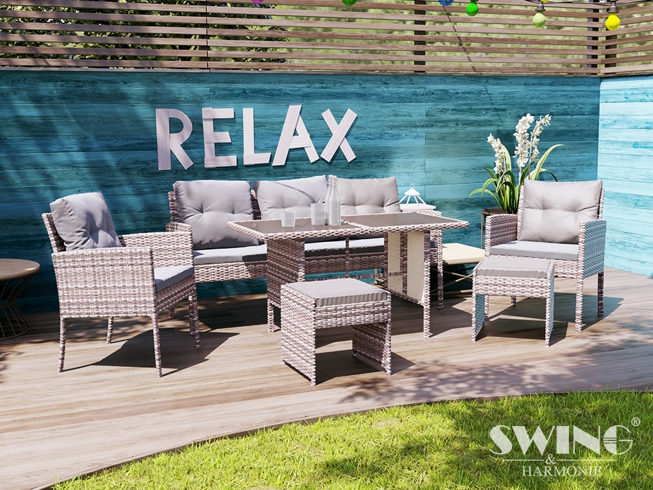 Swing&Harmonie Sydney Polyrattan Sitzgruppe Esstisch Lounge Sitzgarnitur Essgruppe Gartenm&ouml;bel Set - versch. Ausf&uuml;hrungen 