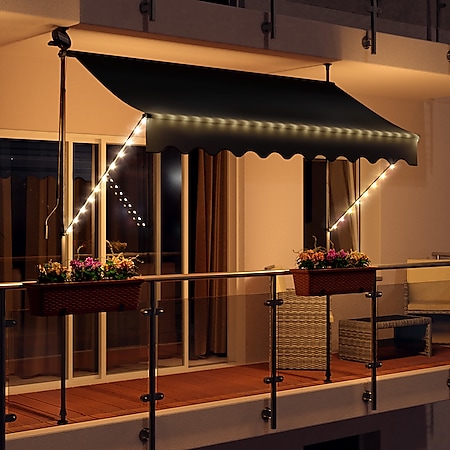 Swing&Harmonie LED - Markise mit Kurbel Klemmmarkise Balkonmarkise mit  Beleuchtung und Solarmodul Fallarm Markise Sonnenschutz Terrasse Balkon -  versch. Ausführungen bei Marktkauf online bestellen