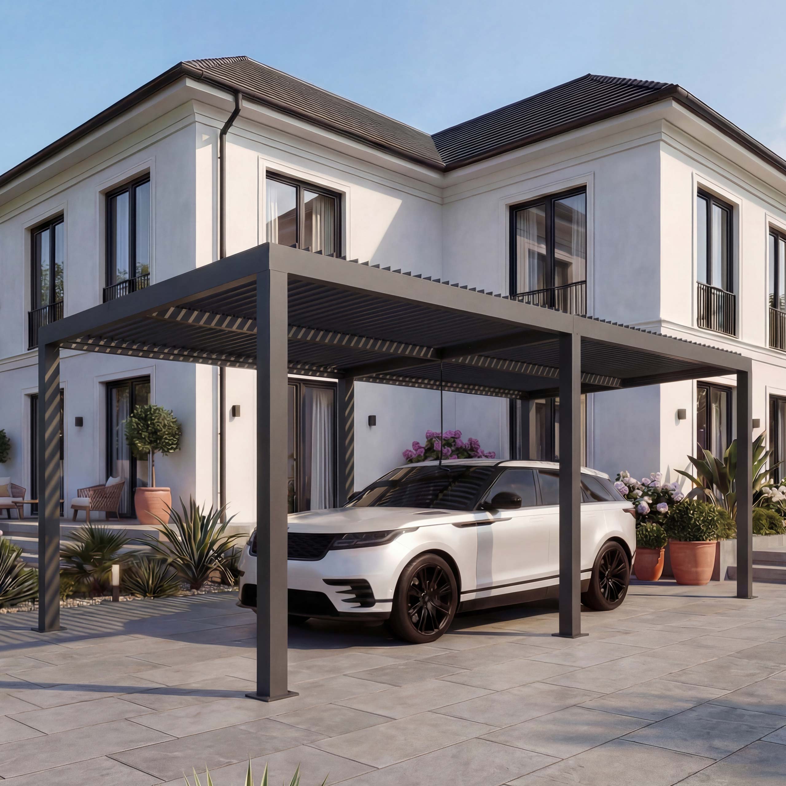 Carport MCW-L46, Auto&uuml;berdachung Garage Unterstand, 11cm-Aluminium-Gestell, Regenrinne sturmfest, 3x6m ~ anthrazit 