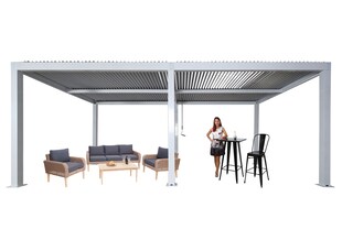Pergola MCW-L46, Gartenpavillon Lamellen-Pavillon, 11cm-Aluminium-Gestell, Regenrinne sturmfest, 3x6m ~ weiß 