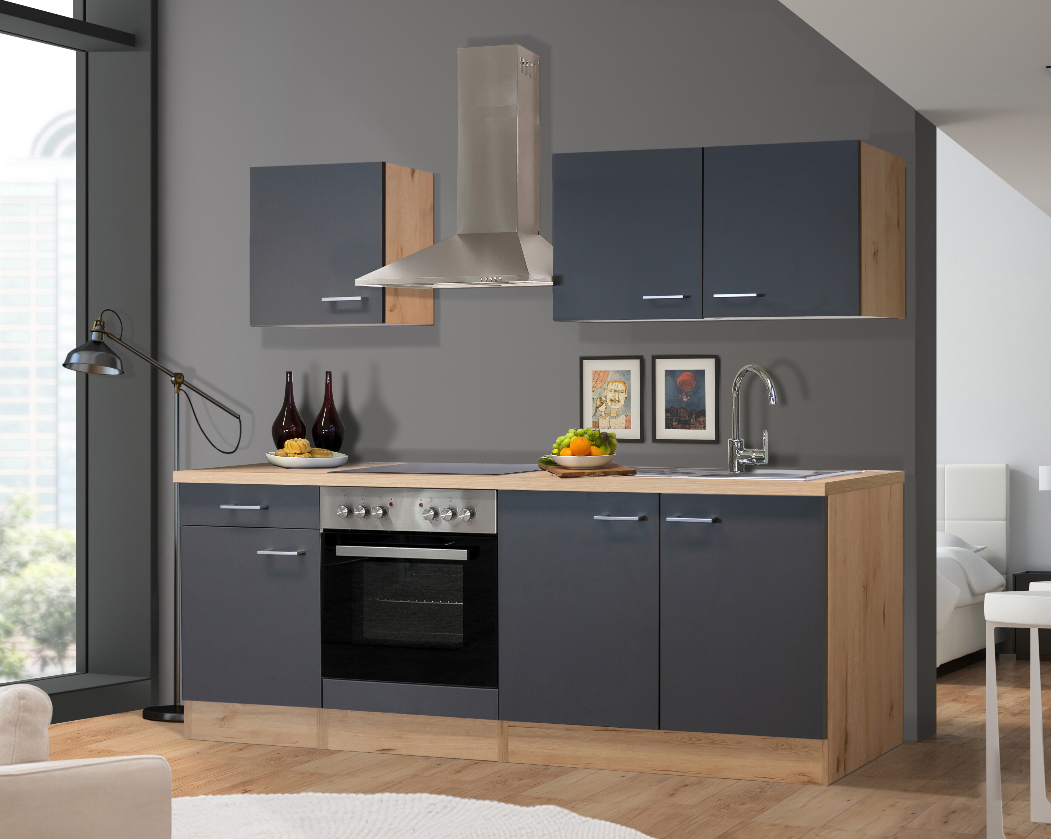 Flex- Well K&uuml;chenzeile "Stauraumwunder" 210cm - G-210-1601-036 - versch. Ausf&uuml;hrungen -Morena 