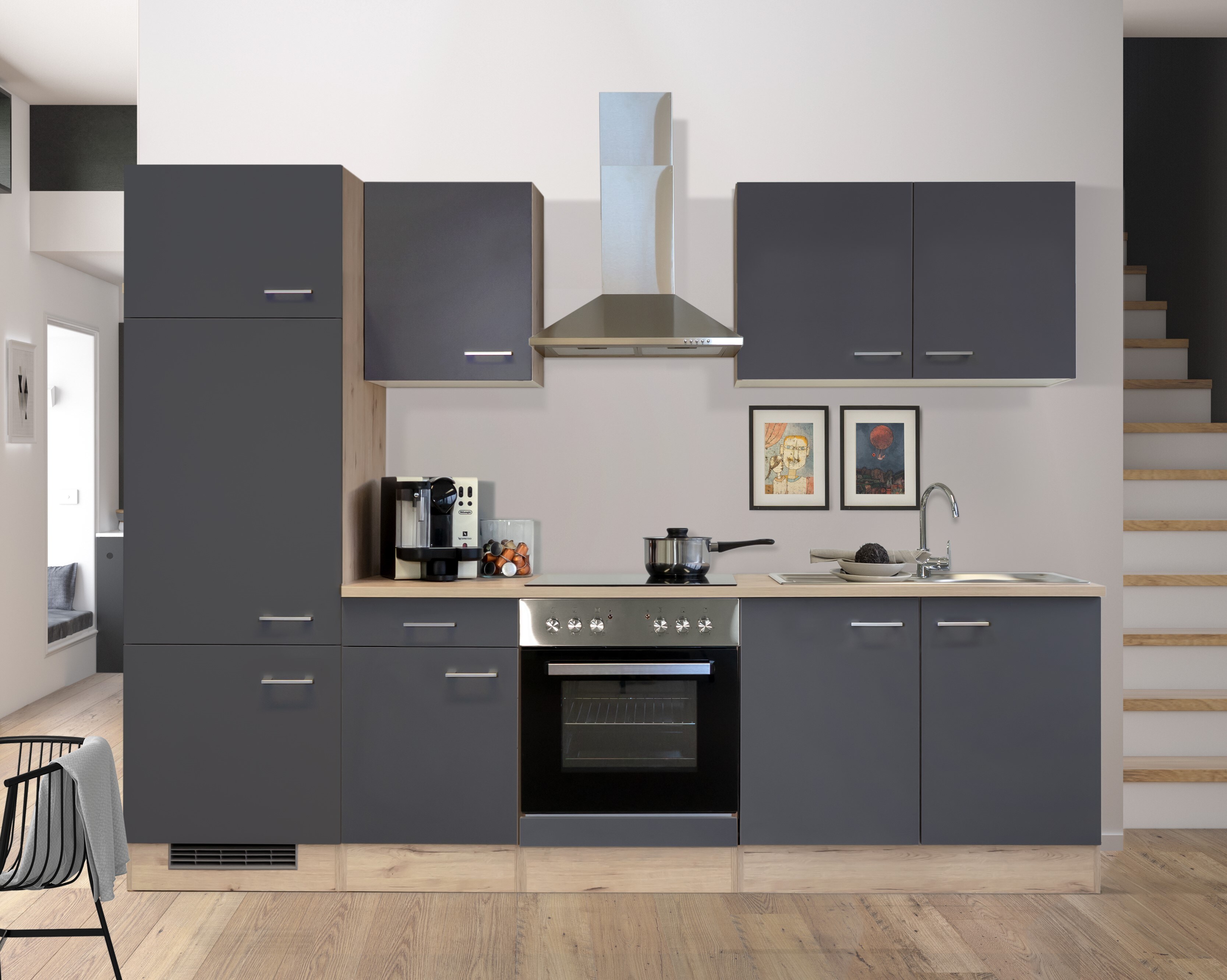 Flex- Well K&uuml;chenzeile "Stauraumwunder" 270cm -G-270-2207-036 -versch. Farben - Morena 