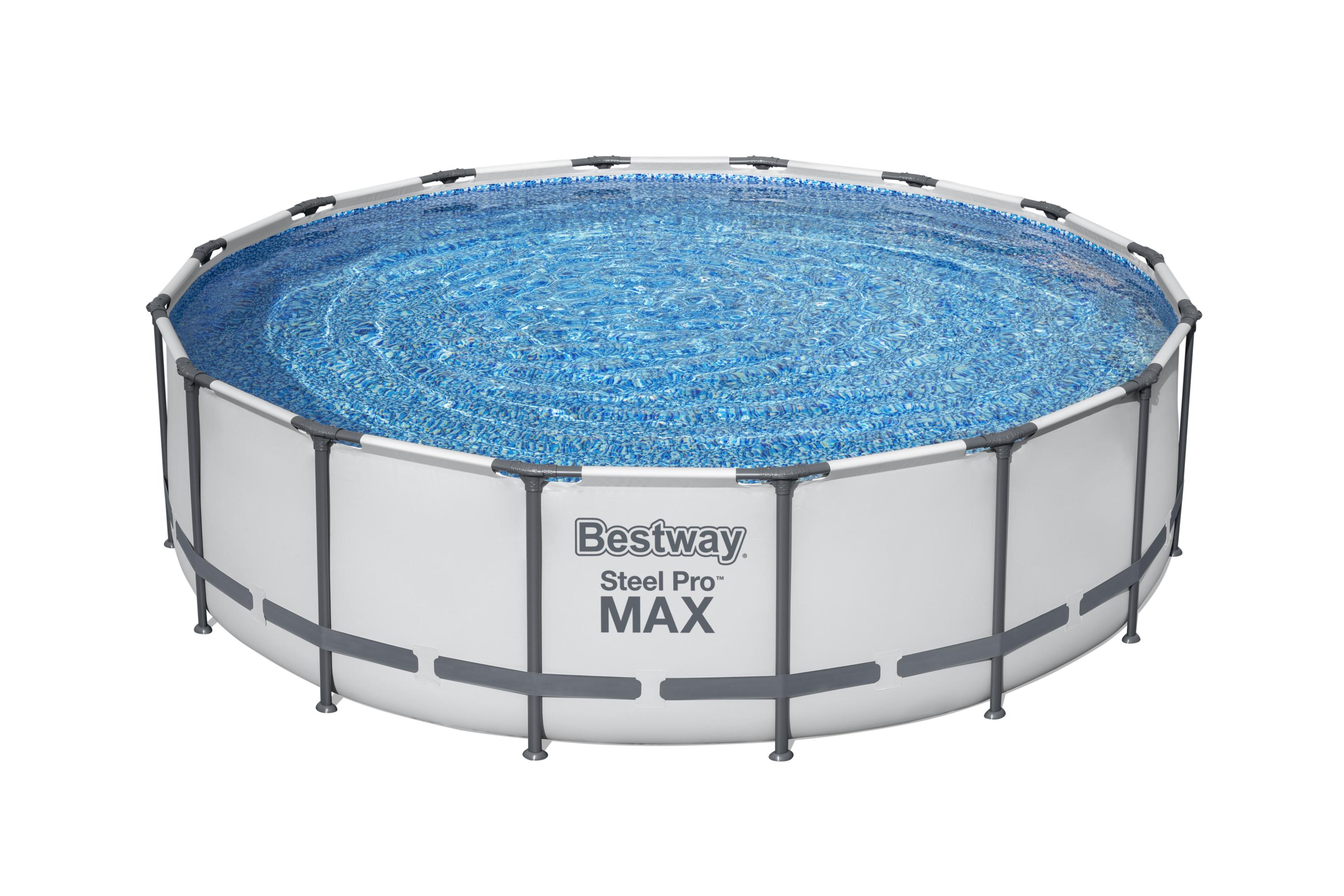 Bestway&reg; Steel Pro MAX&trade; Frame Pool Komplett-Set mit Filterpumpe &Oslash; 488 x 122 cm , lichtgrau, rund 