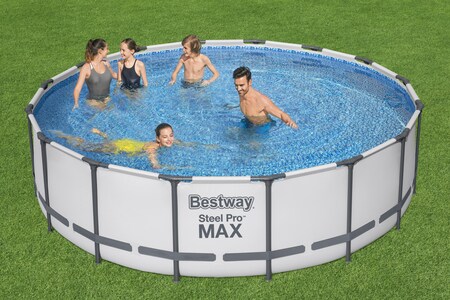 bestellen rund mit x Pool Pro Marktkauf Ø online 122 Frame cm MAX™ bei Komplett-Set Steel lichtgrau, , Bestway® Filterpumpe 488