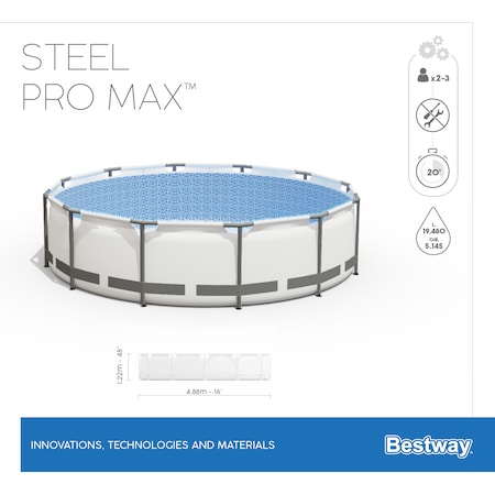 lichtgrau, online Filterpumpe bei 488 mit Pool bestellen Frame Marktkauf Pro rund Komplett-Set , x cm MAX™ 122 Ø Bestway® Steel