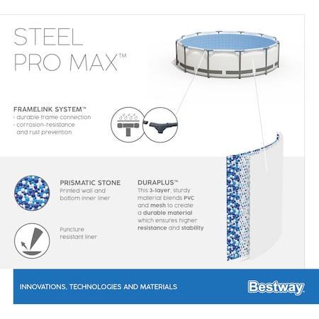 Bestway® Steel Pro MAX™ Frame Filterpumpe bestellen Komplett-Set rund lichtgrau, Marktkauf Pool 488 Ø cm x 122 online mit bei 