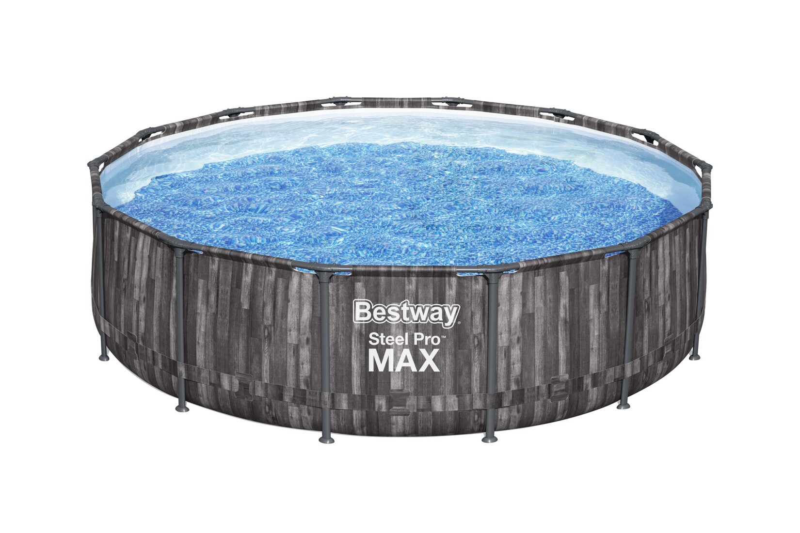 ® Steel Pro MAX™ Frame Pool Komplett-Set mit Filterpumpe Ø 427 x 107 cm, Holz-Optik (Mooreiche), rund