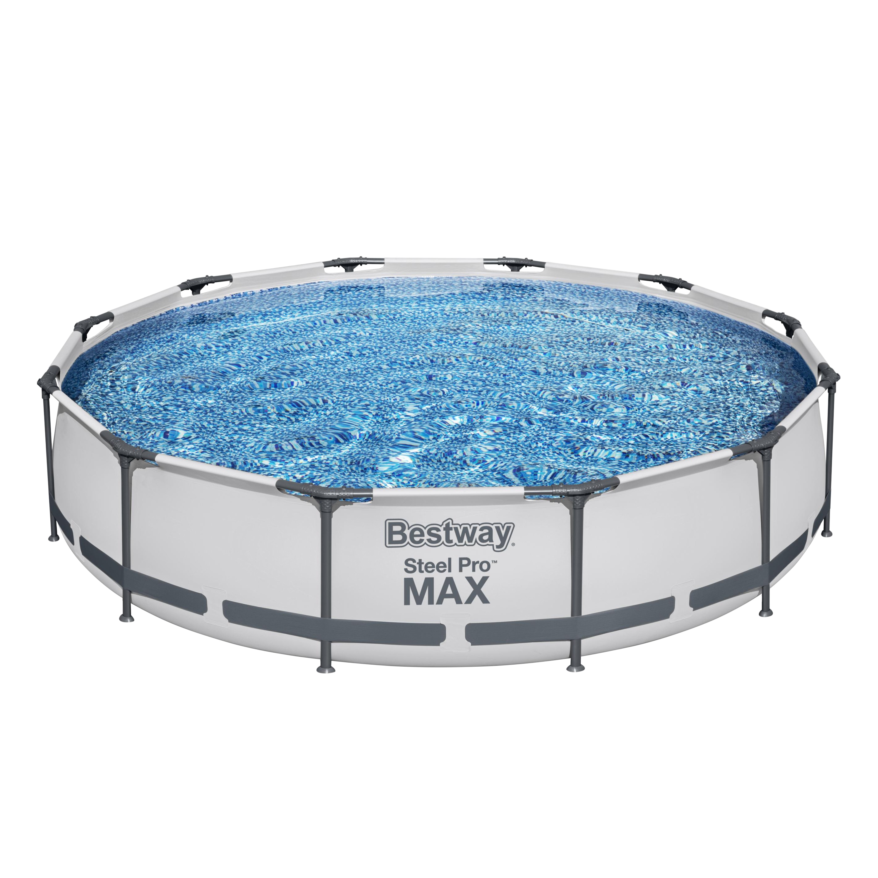 Bestway&reg; Steel Pro MAX&trade; Frame Pool Set mit Filterpumpe &Oslash; 366 x 76 cm, lichtgrau, rund 