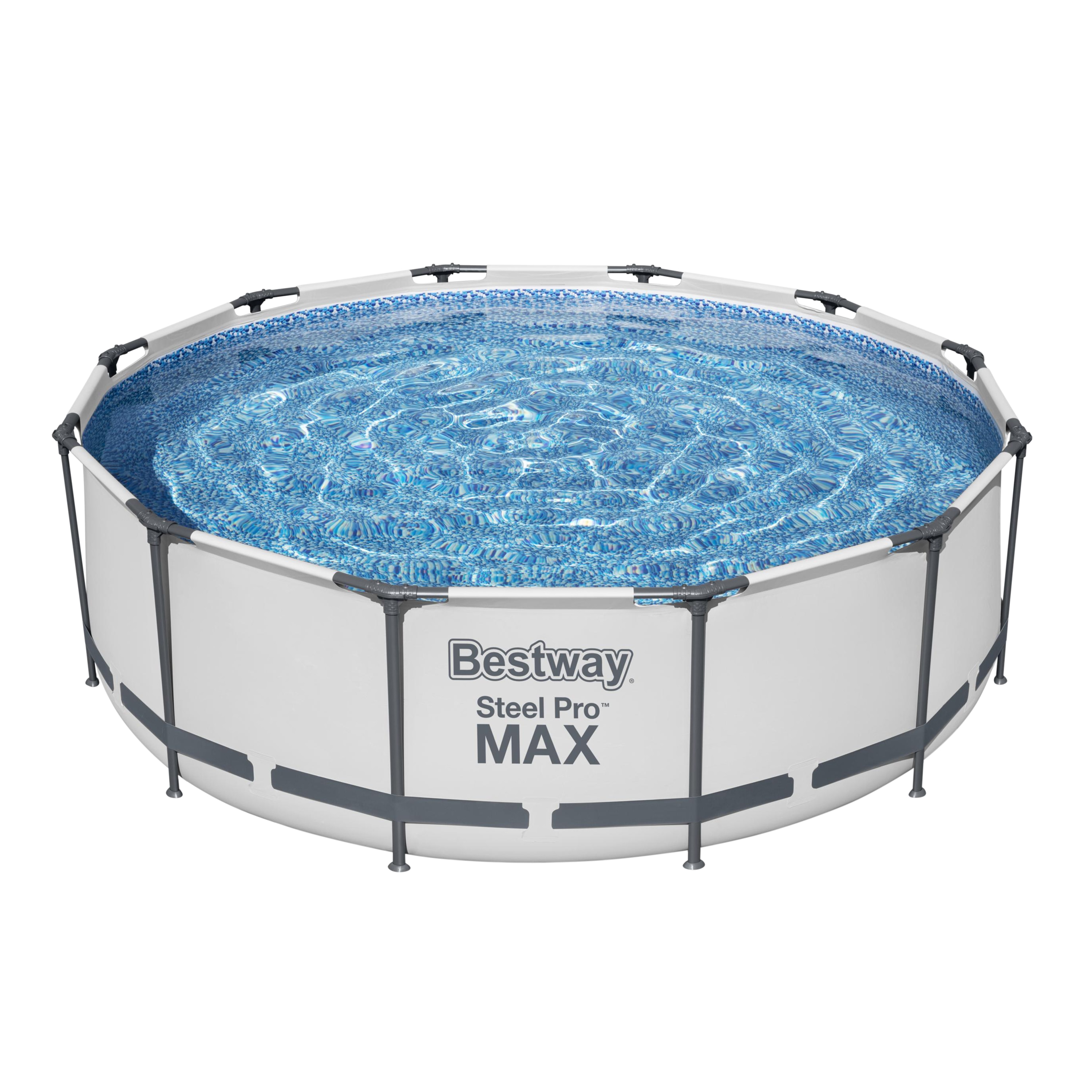 Bestway&reg; Steel Pro MAX&trade; Frame Pool Set mit Filterpumpe &Oslash; 366 x 100 cm, lichtgrau, rund 