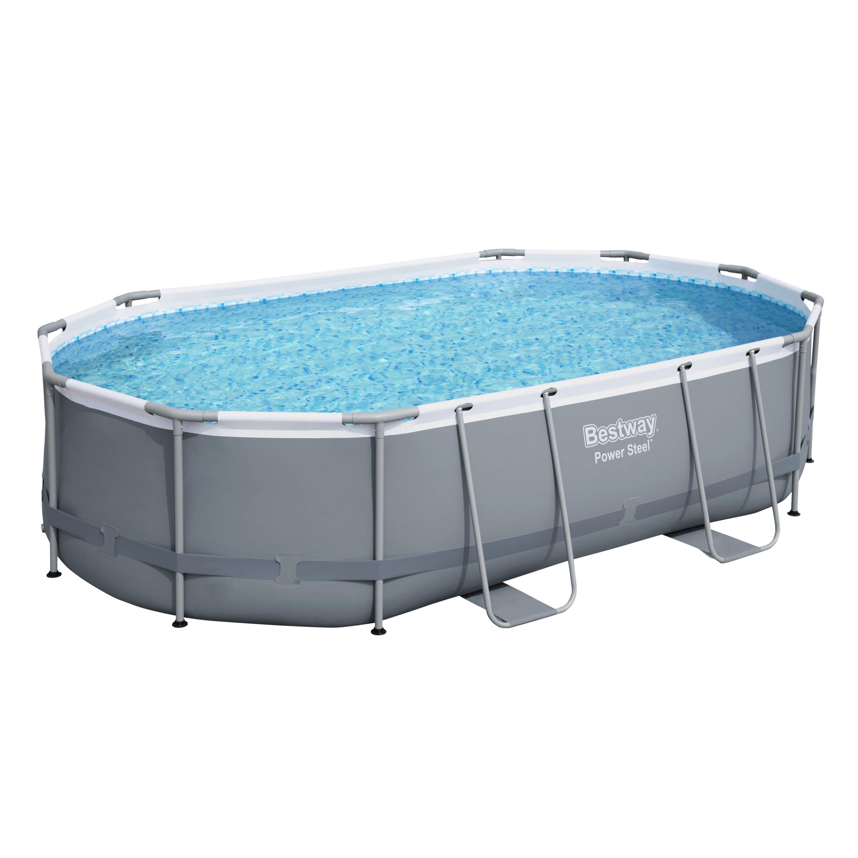 Bestway&reg; Power Steel&trade; Frame Pool Komplett-Set mit Filterpumpe 488 x 305 x 107 cm, grau, oval 