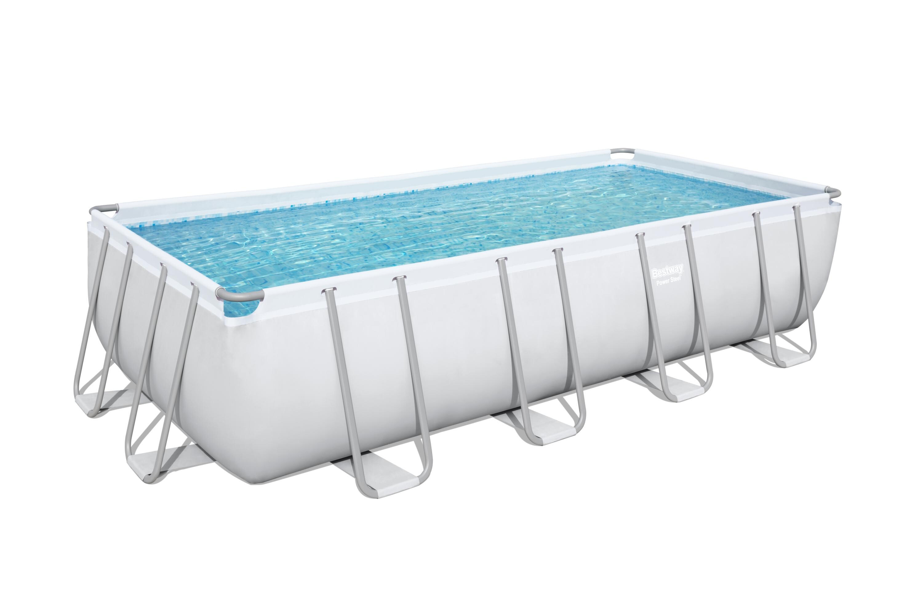 Bestway&reg; Power Steel&trade; Frame Pool Komplett-Set mit Sandfilteranlage 549 x 274 x 122 cm, lichtgrau, eckig 