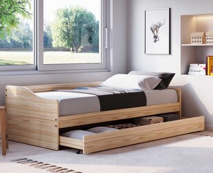 Inter Link Funktionsbett Kinderbett Leonie 90x200 cm inkl. Lattenrost und Ausziehbett - versch. Ausführungen - Farblos 