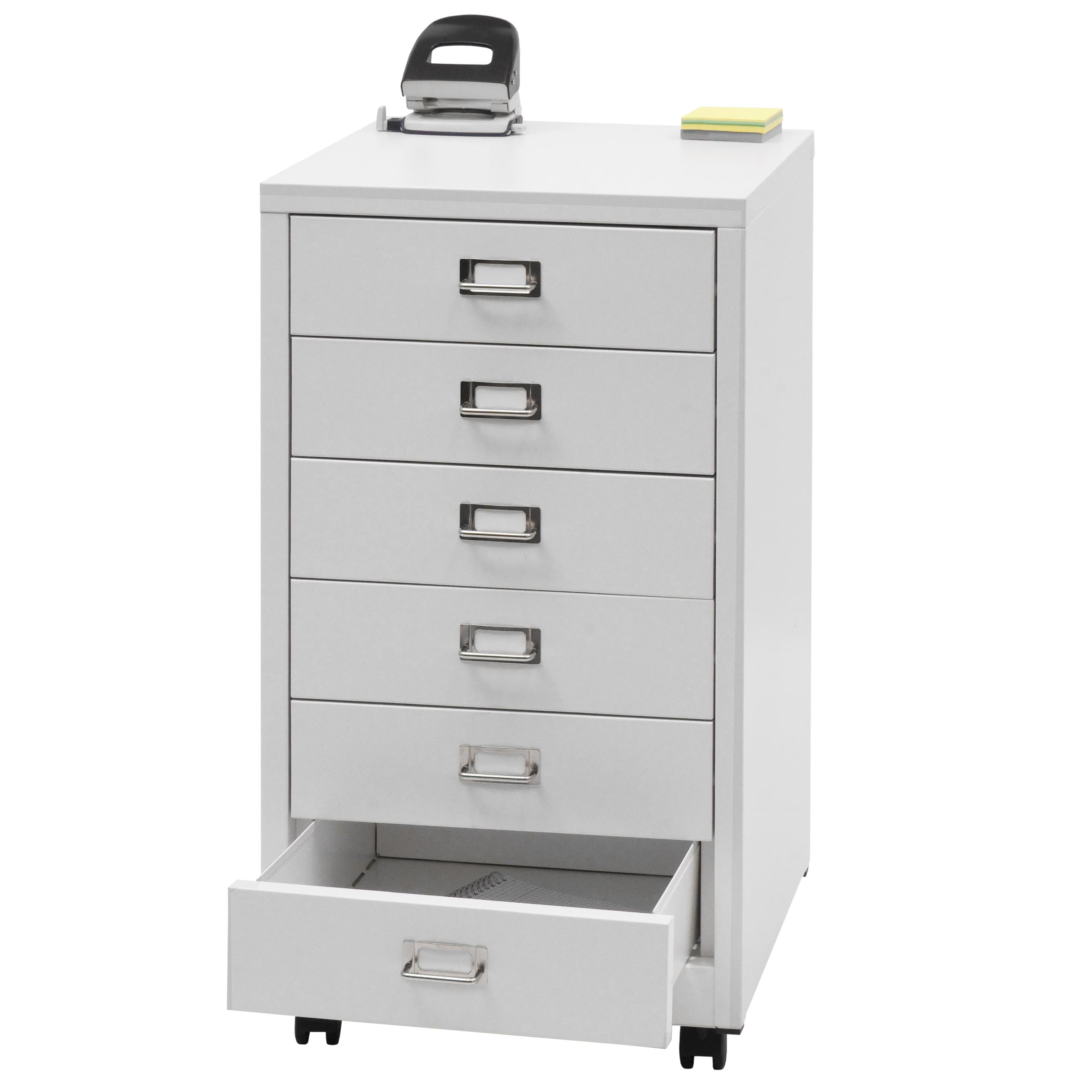 Rollcontainer MCW-L49, Schubladenschrank Stahlschrank Aktenschrank, Metall 75x40x41cm 6 Schubladen ~ wei&szlig; 