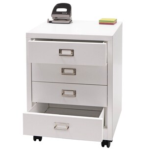 Rollcontainer MCW-L49, Schubladenschrank Stahlschrank Aktenschrank, Metall 55x40x41cm 4 Schubladen ~ weiß 