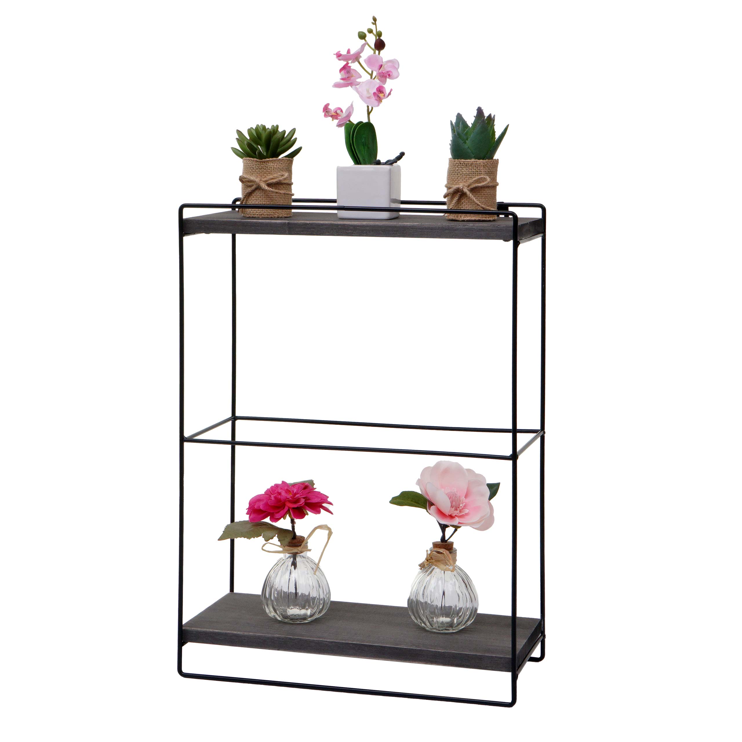 Wandregal MCW-K77, H&auml;ngeregal Regal K&uuml;chenregal, Massiv-Holz Metall Industrial 2 Regalb&ouml;den 50x35x17cm ~ dunkelgrau 