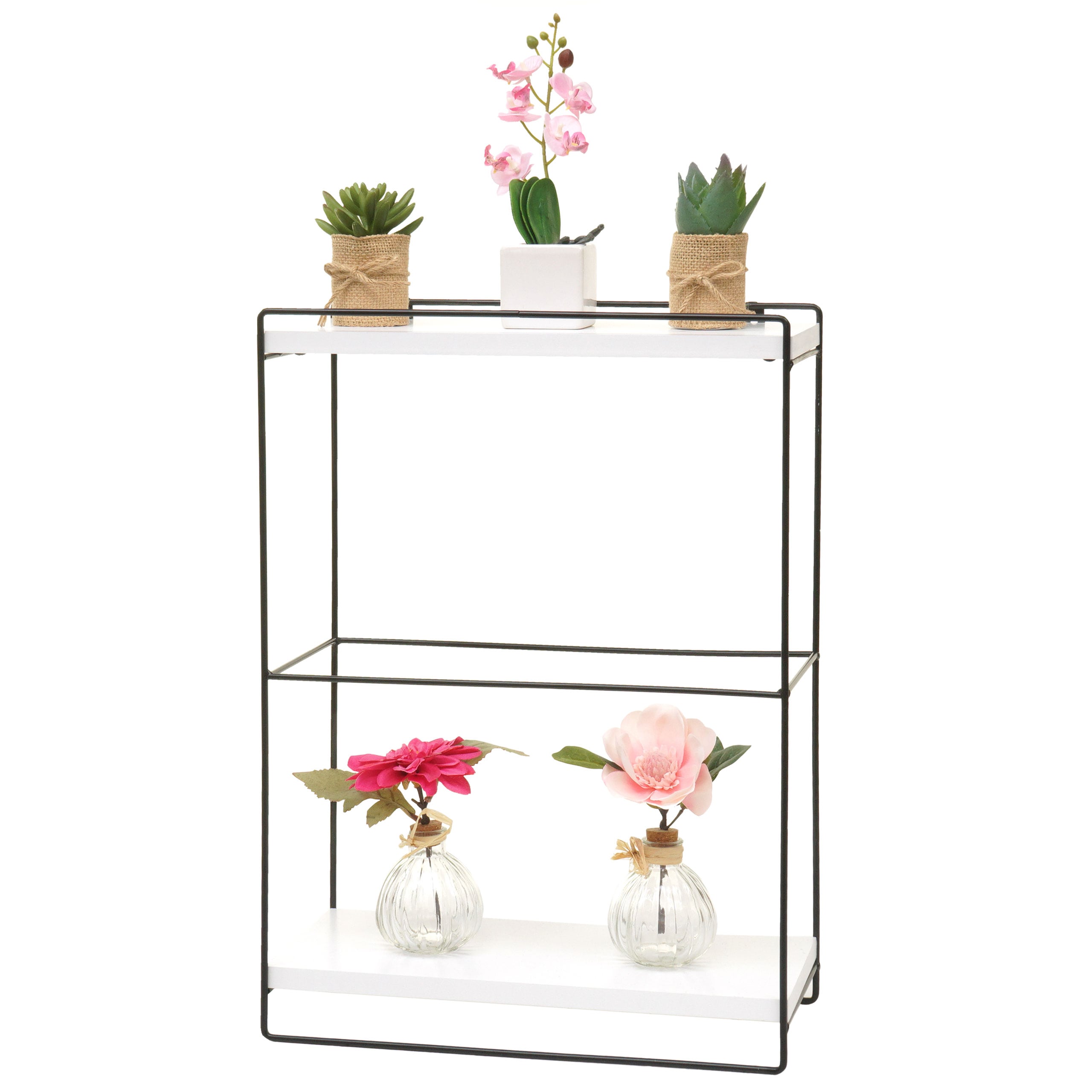 Wandregal MCW-K77, H&auml;ngeregal Regal K&uuml;chenregal, Massiv-Holz Metall Industrial 2 Regalb&ouml;den 50x35x17cm ~ wei&szlig; 