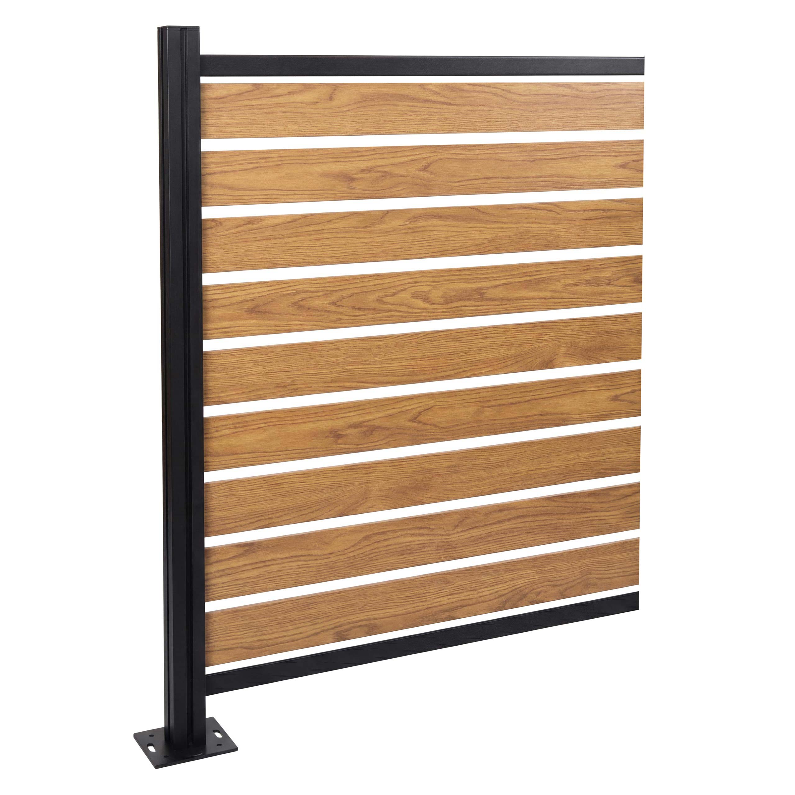 Alu M&uuml;lltonnen-Zaun MCW-K57, Erweiterungselement M&uuml;lltonnenverkleidung, Holzoptik erweiterbar 130x100x6cm ~ hellbraun 