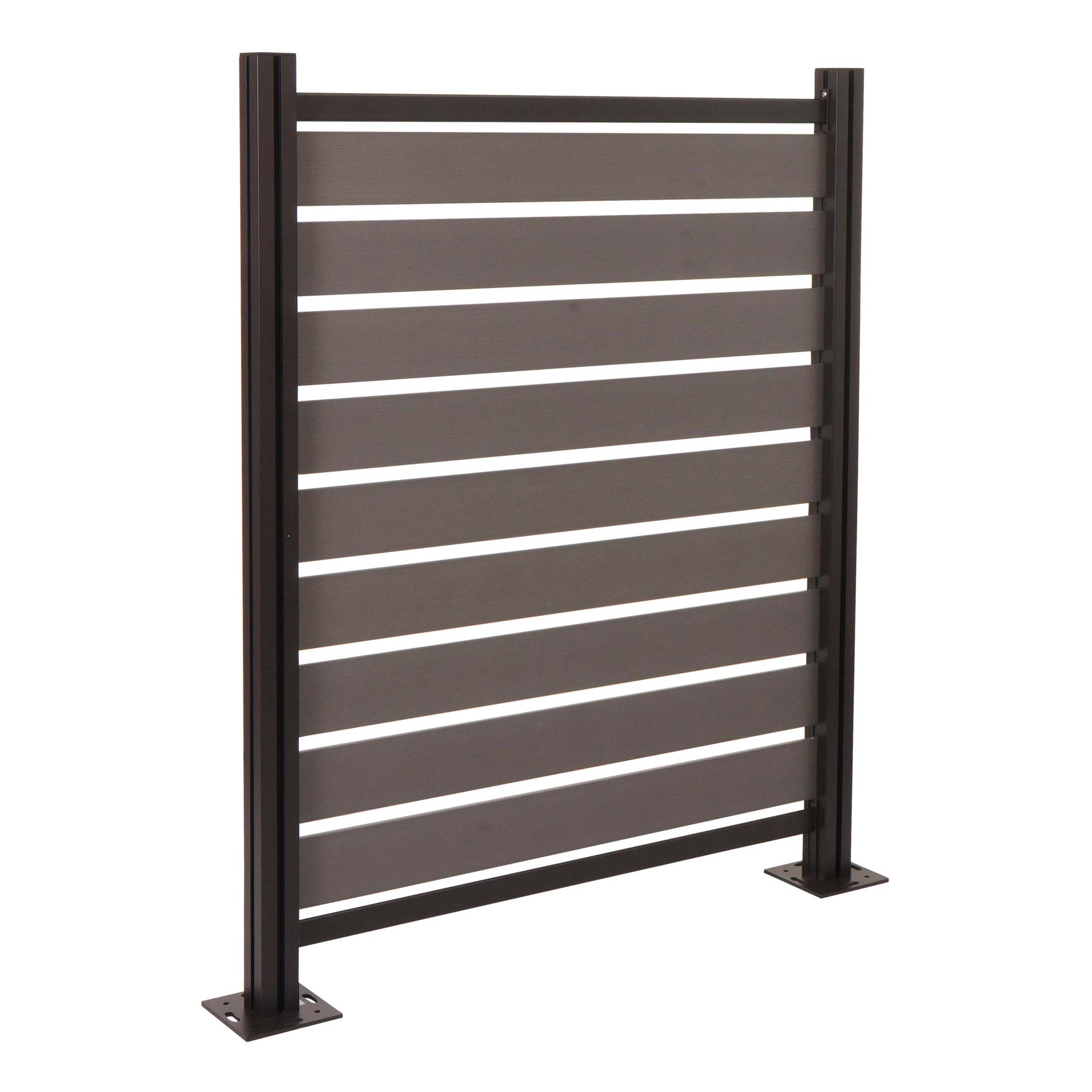 Alu M&uuml;lltonnen-Zaun MCW-K57, Basiselement M&uuml;lltonnenverkleidung, Holzoptik erweiterbar 130x110x6cm ~ grau 