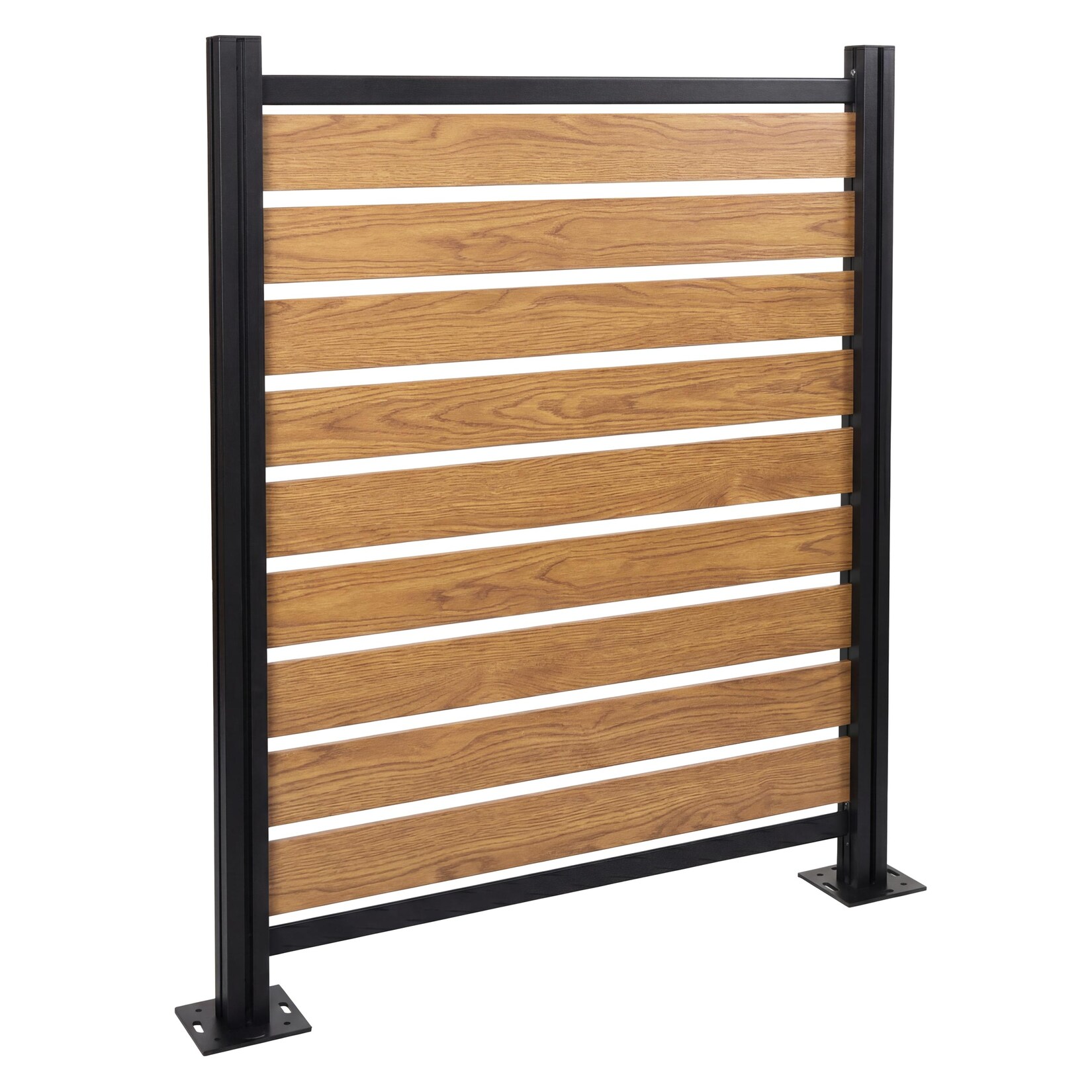 Alu Mülltonnen-Zaun -K57, Basiselement Mülltonnenverkleidung, Holzoptik erweiterbar 130x110x6cm ~ hellbraun