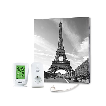 Marmony 500W Infrarot-Heizung Bildplatte "Eiffelturm" mit Thermostat MTC-40 