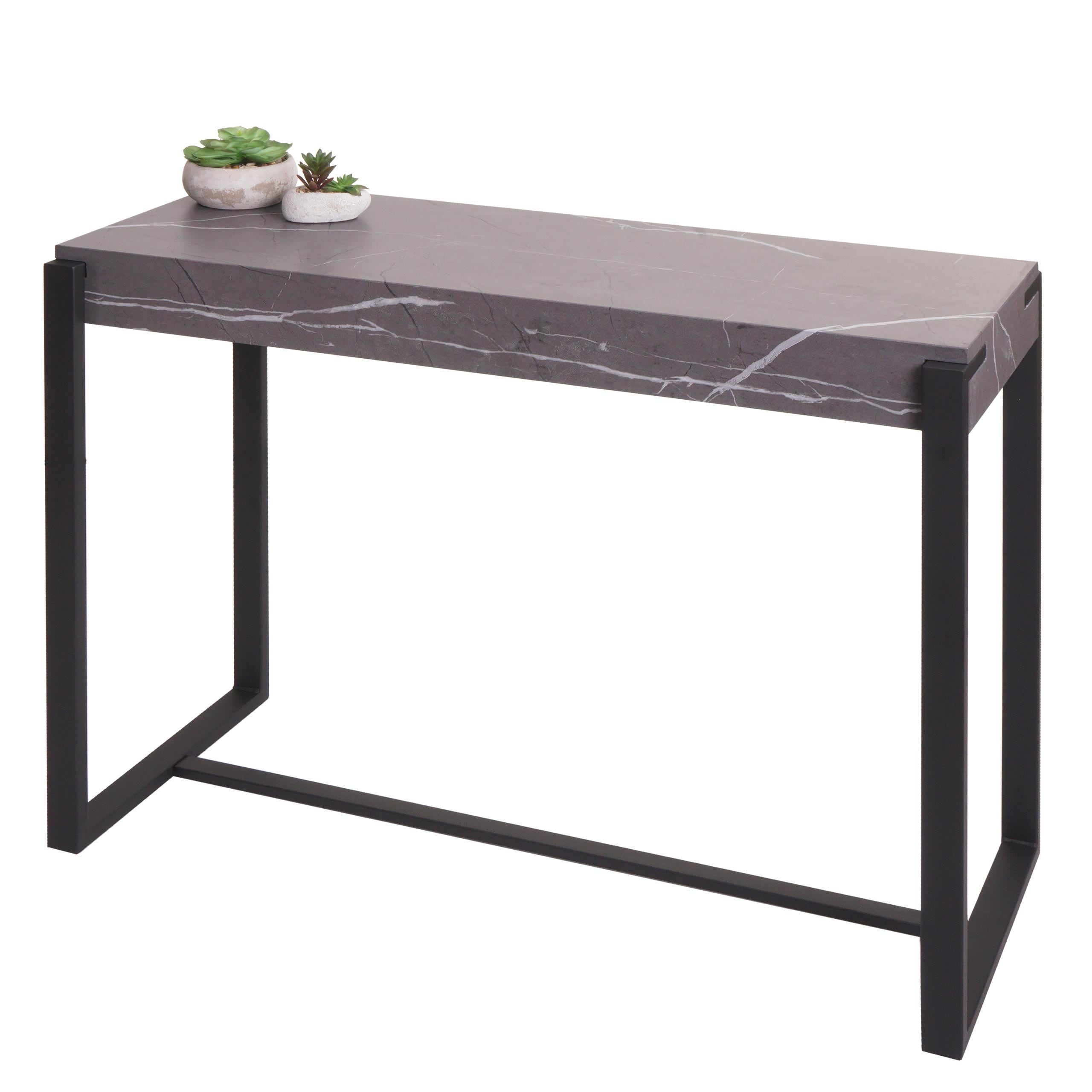 Konsolentisch MCW-L53, Telefontisch Arbeitstisch Beistelltisch Ablagetisch, Metall 81x100x40cm ~ Marmor-Optik grau 