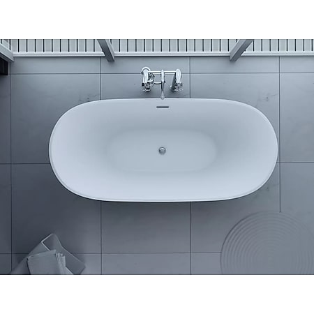 PureHaven freistehende Acryl-Badewanne 170x80 cm elegant inkl. Siphon Überlaufschutz leicht zu pflegende Oberfläche extra starker Rahmen Schwarz/Weiß 
