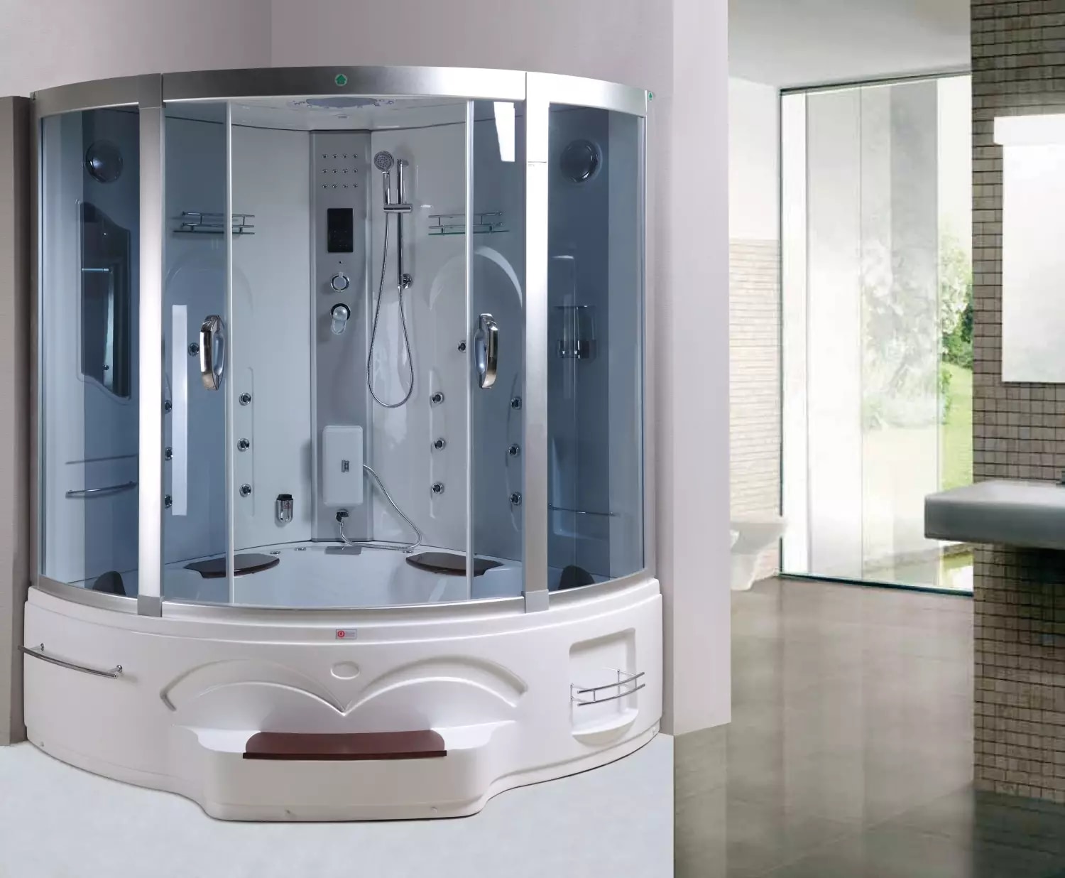 PureHaven 2in1 Whirlpool und Dampfdusche 150x150x225 cm mit Aluminiumrahmen 