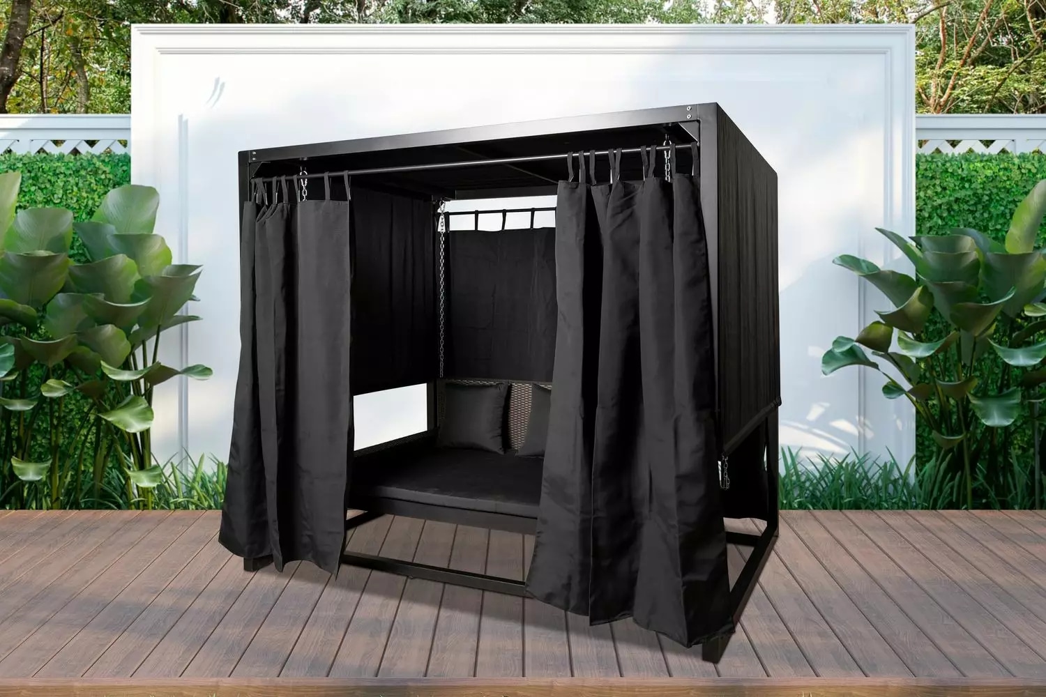 dschaukel f&uuml;r 4 Personen 236x180x210 cm Aluminiumrahmen Sitz- & Liegeposition mit Sitzauflage wasserabweisendes Sonnendach anthrazit 