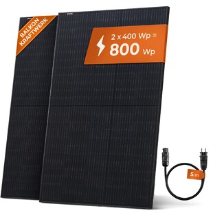 JA Solar 400W Solarpanel Full Black JAM54S31 2er Set 800 Watt - Balkonkraftwerk Solarmodul je 400 W 