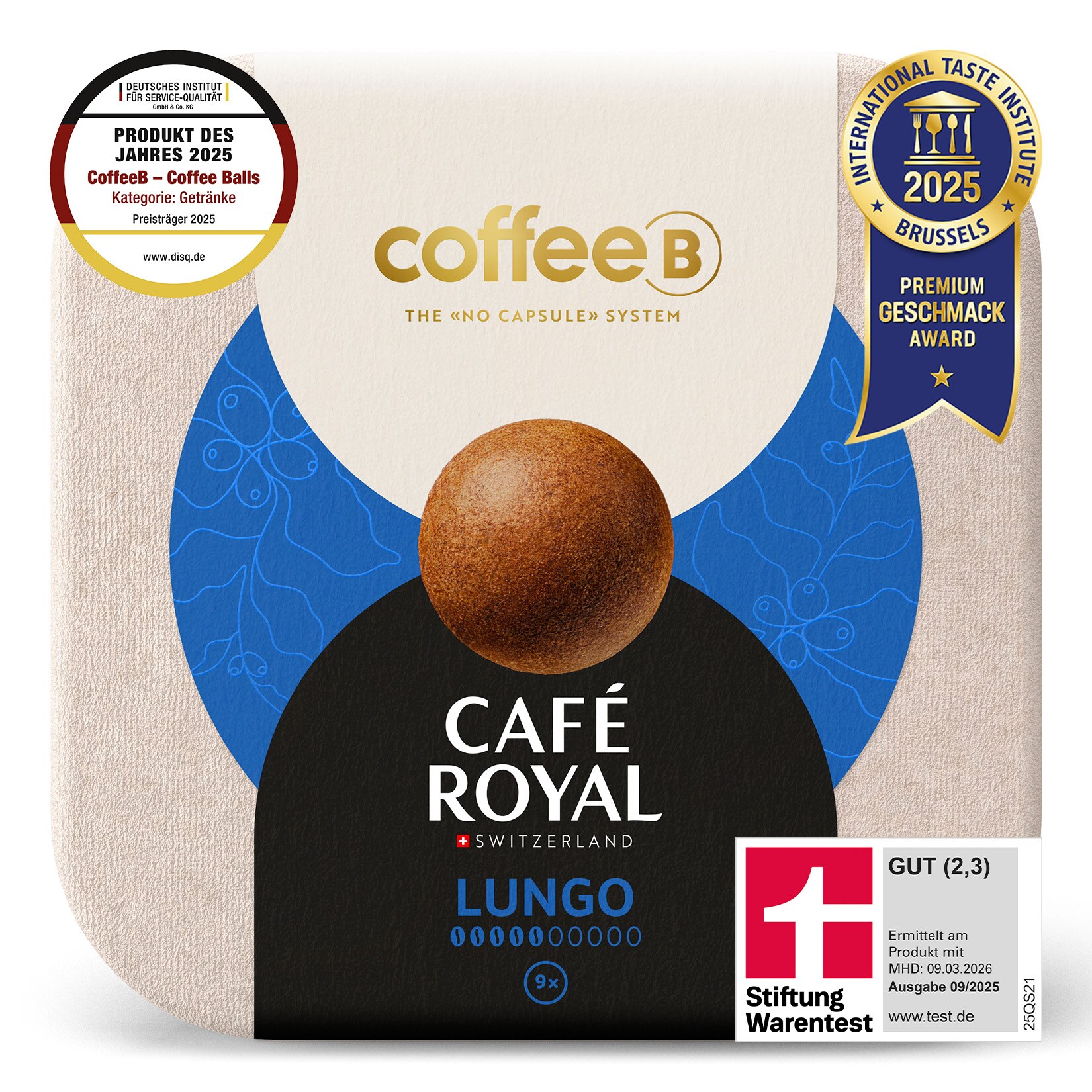 CoffeeB by Caf&eacute; Royal Lungo 9 Coffee Balls, 51 g 