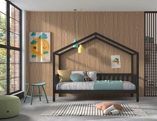 Dallas Hausbett mit seitlicher Umrandung 90 x 200 cm Liegefläche, inkl. Rolllattenrost, Ausf. Kiefer anthrazit 