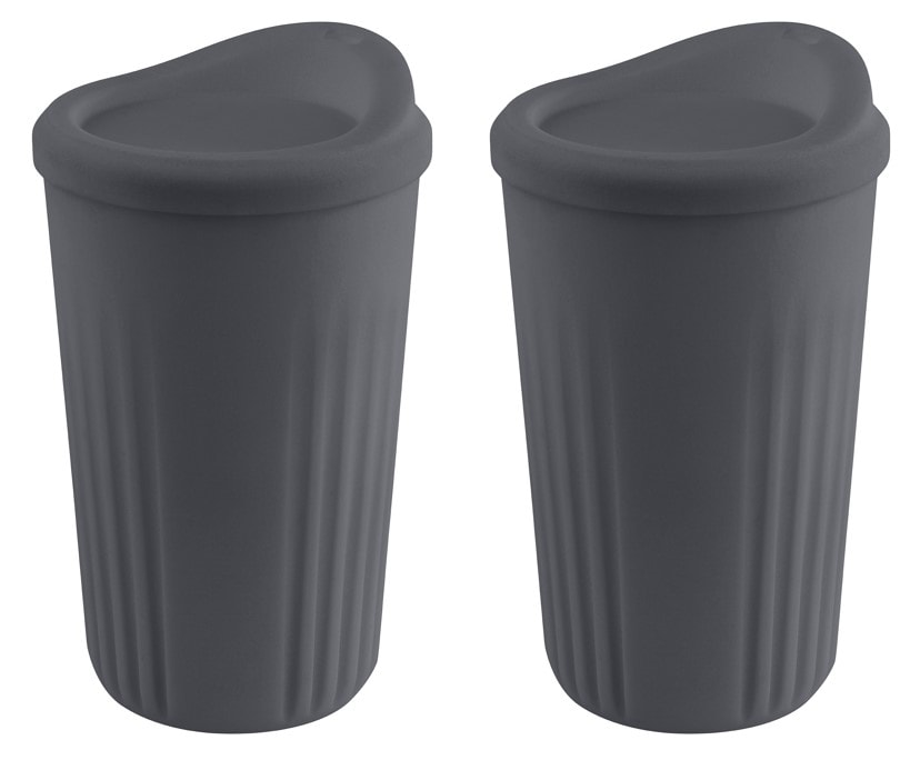2-teiliges Mehrwegbecher Set -TO GO- in mokka, &Oslash; 8,5 cm, H: 13,5 cm, 400ml 