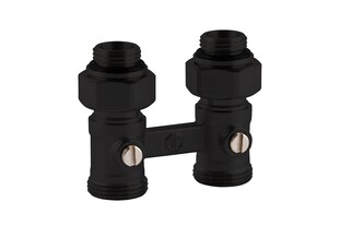 sanicomfort Doppelkugelhahn 1/2" AG  Zweirohr,2 Gew.Nip.1/2"x3/4",RAL9005 - versch. Ausführungen 